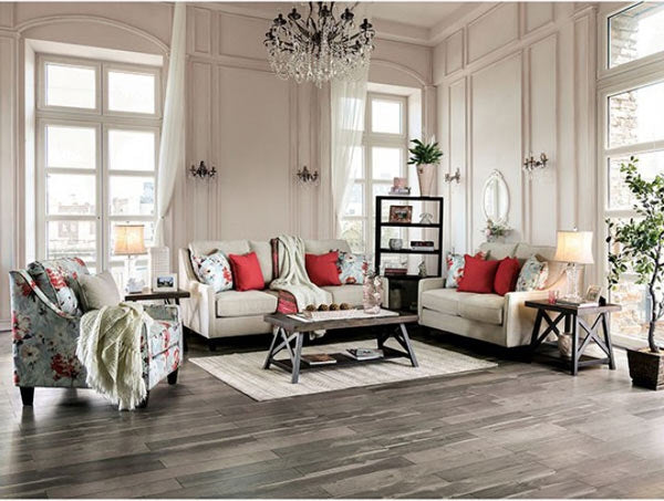 Furniture of America - Nadene Ivory 3 Piece Living Room Set - SM8014-SF-LV-CH