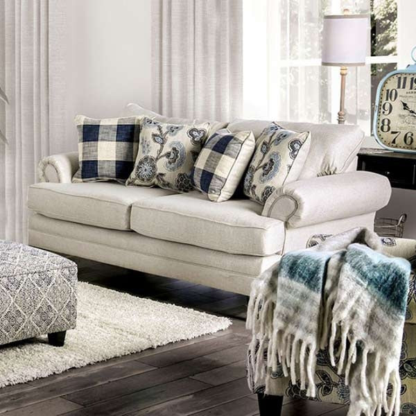 Furniture of America - Nash 4 Piece Living Room Set in Ivory - SM8101-SF-LV-CH-FL-OT - Loveseat