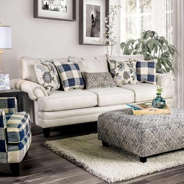 Furniture of America - Nash 3 Piece Living Room Set in Ivory - SM8101-SF-LV-CH-FL - Sofa