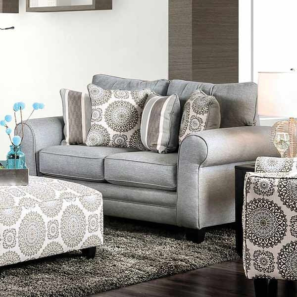 Furniture of America - Misty 4 Piece Living Room Set in Blue Gray - SM8141-SF-LV-CH-FL-OT - Loveseat