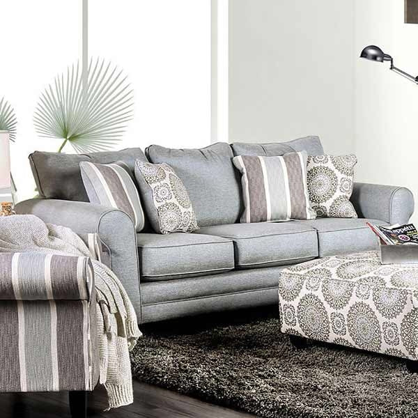 Furniture of America - Misty 4 Piece Living Room Set in Blue Gray - SM8141-SF-LV-CH-FL-OT - Sofa