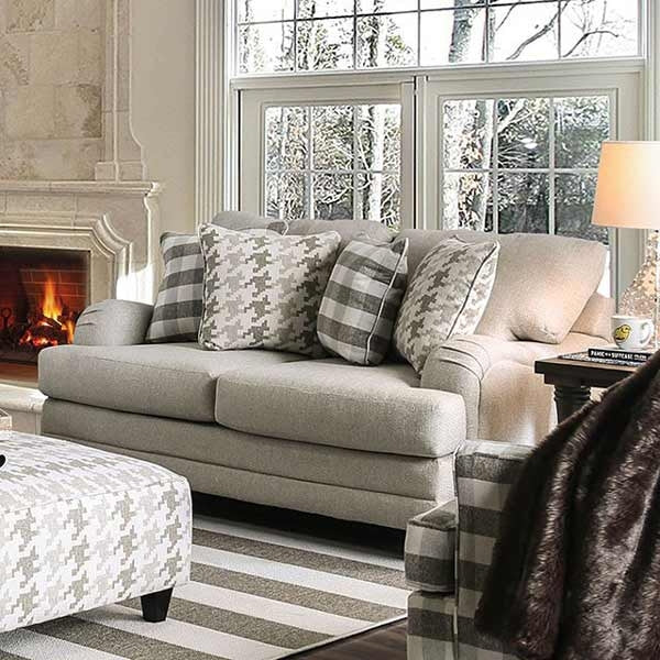 Furniture of America - Christine 3 Piece Living Room Set in Light Gray - SM8280-SF-LV-CH - Loveseat