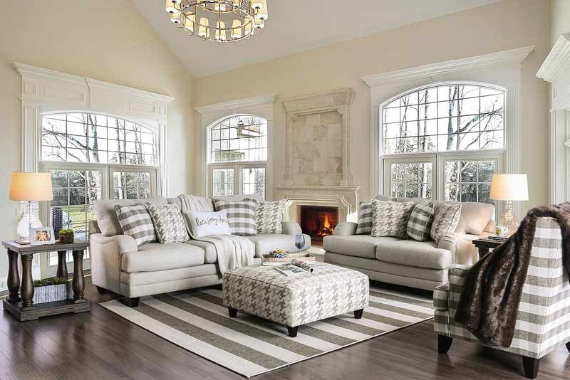Furniture of America - Christine 4 Piece Living Room Set in Light Gray - SM8280-SF-LV-CH-OT