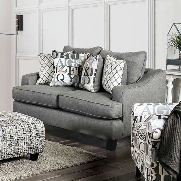 Furniture of America - Verne 4 Piece Living Room Set in Bluish Gray - SM8330-SF-LV-CH-LT-OT - Loveseat