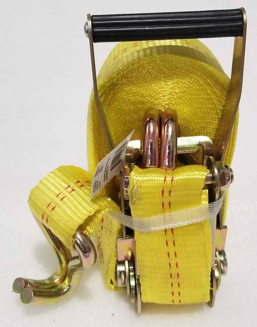 27-Foot Premium Ratchet Straps, Yellow (1pk) – 10,000 lbs Break Strength, 3,333 lbs Safe Work Load - Commercial Tie-Downs Designed for Heavy-Duty Transport - Safely Haul Large Equipment, Tractors, Vehicles and More - GreatFurnitureDeal