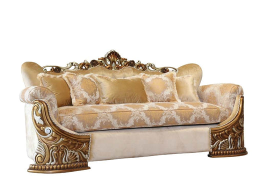 European Furniture - Emporior Luxury Sofa in Golden Brown with Antique Silver - 44753-S - GreatFurnitureDeal