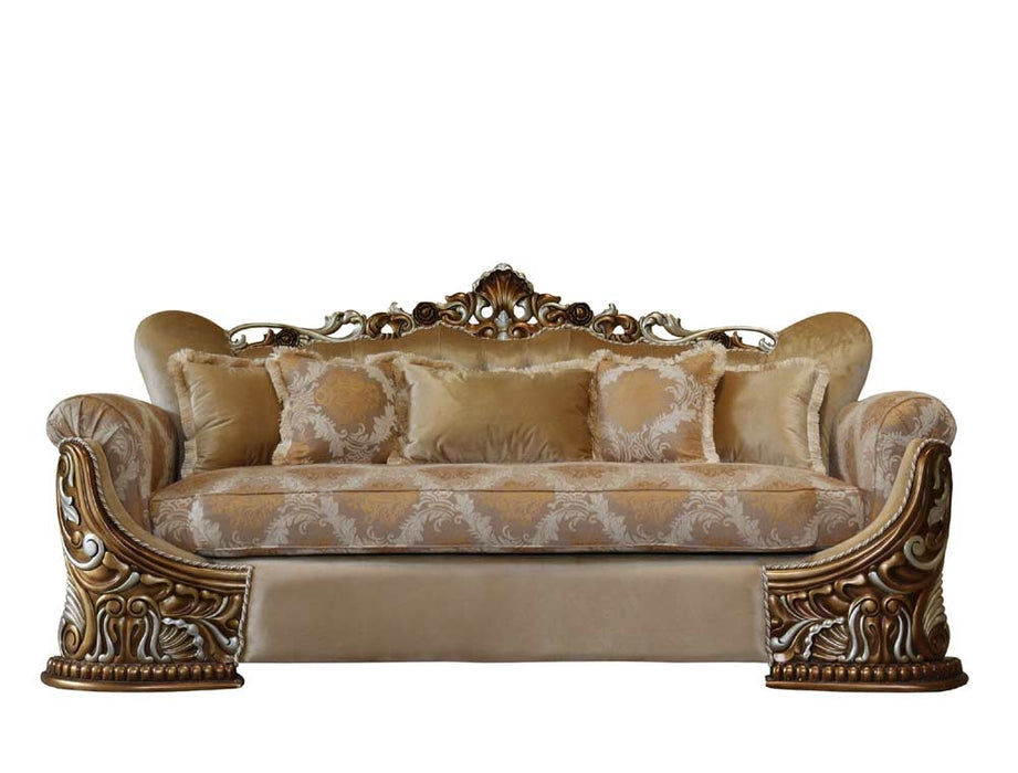 European Furniture - Emporior Luxury Loveseat in Golden Brown with Antique Silver - 44753-L - GreatFurnitureDeal