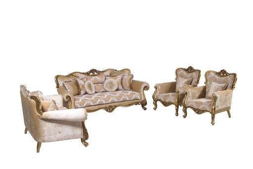 European Furniture - Cleopatra 4 Piece Luxury Living Room Set in Golden Bronze - 4798-SL2C - GreatFurnitureDeal