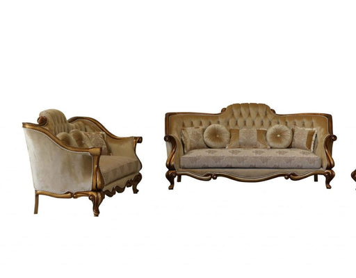 European Furniture - Carlotta 2 Piece Luxury Sofa Set in Golden Bronze - 41951-SL - GreatFurnitureDeal