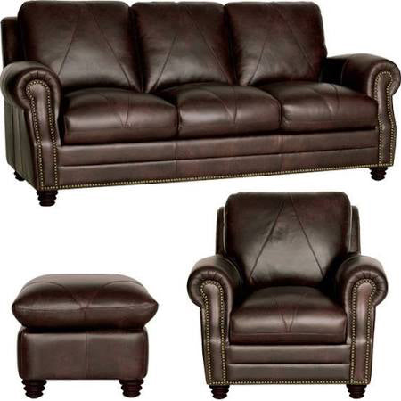 Mariano Italian Leather Furniture - Solomon Sofa, Chair and Ottoman Set - Solomon-SCO - GreatFurnitureDeal