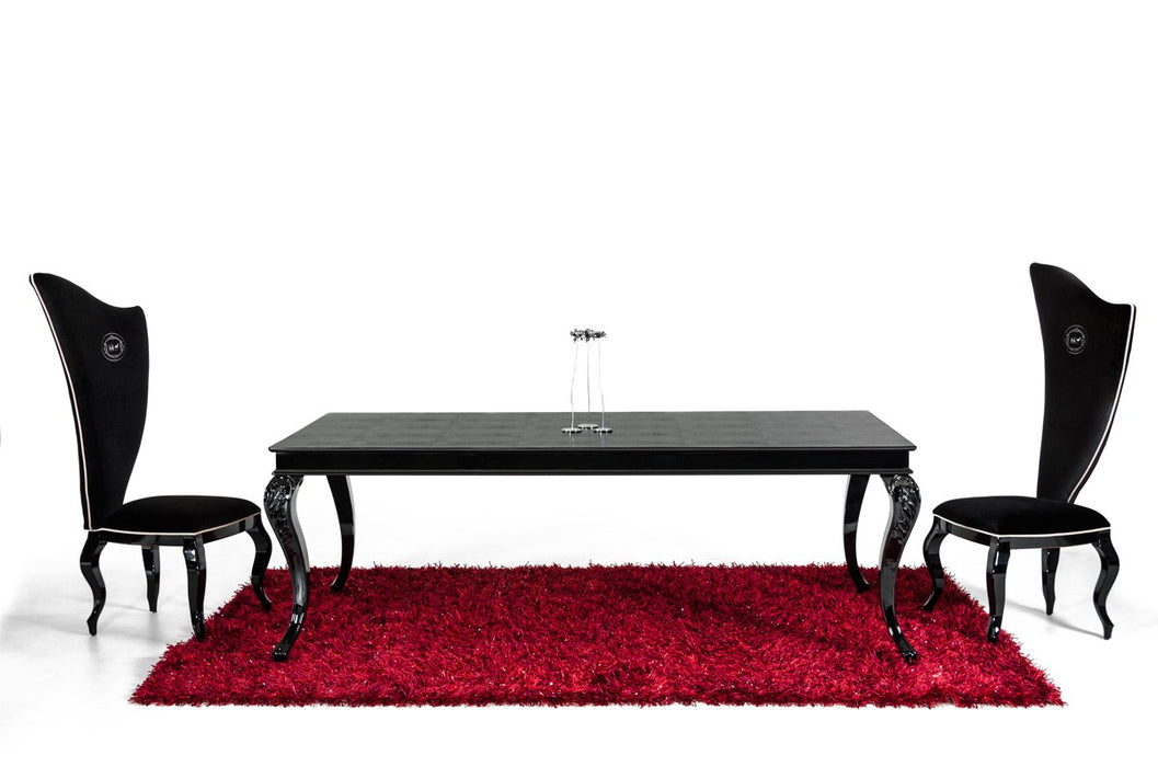 Vig Furniture - A&X Sovereign Transitional Black Crocodile Dining Table w- Black Gloss Legs - VGUNRC830-220-BLK - GreatFurnitureDeal