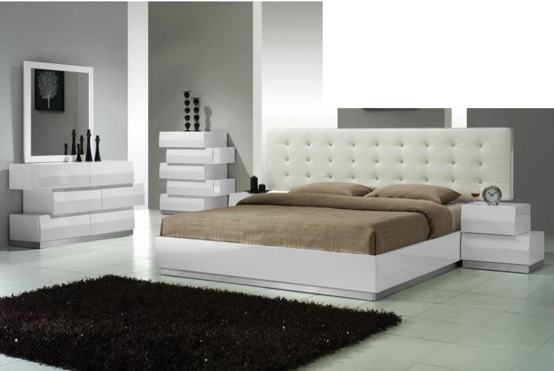 Mariano Furniture - Spain White Lacquer 5 Piece Eastern King Bedroom Set - BMSPAIN-EK-5SET