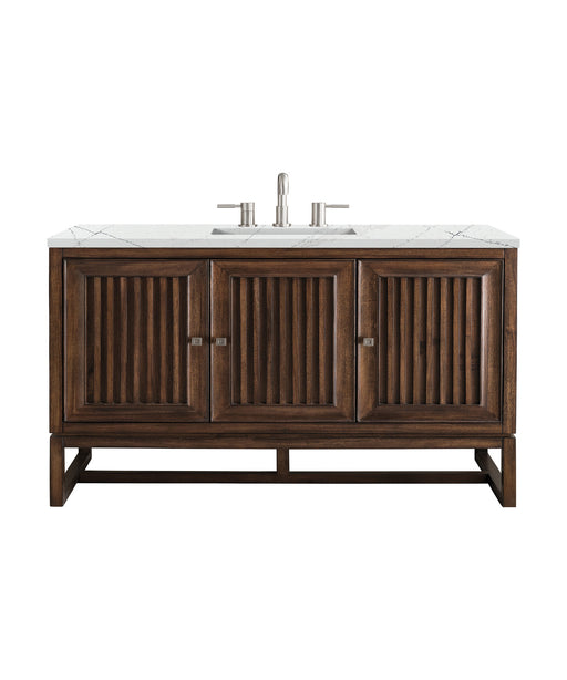 James Martin Furniture - Athens 48" Single Vanity Cabinet, Mid Century Acacia, w/ 3 CM Ethereal Noctis Top - E645-V48-MCA-3ENC - GreatFurnitureDeal