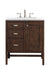 James Martin Furniture - Addison 30" Single Vanity Cabinet, Mid Century Acacia, w- 3 CM Classic White Quartz Top - E444-V30-MCA-3CLW - GreatFurnitureDeal