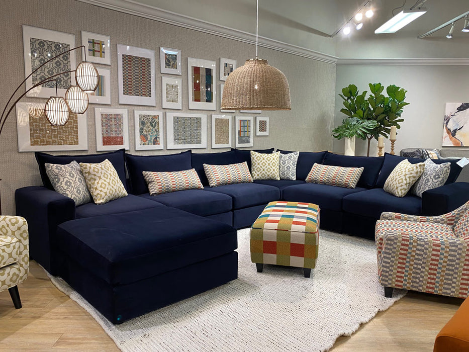 Southern Home Furnishings - Marquis Midnight Modular Sectional in Blue - 7004-03 11L 19 19 15 19 11R