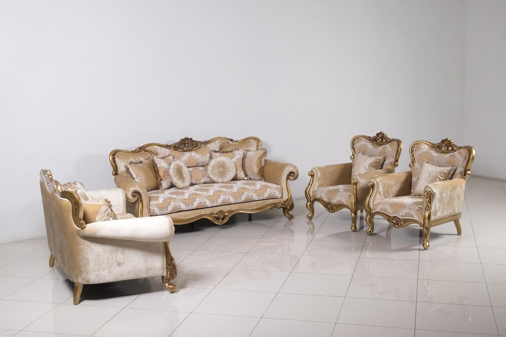 European Furniture - Cleopatra 3 Piece Luxury Living Room Set in Golden Bronze - 4798-SLC - GreatFurnitureDeal