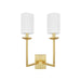 Worlds Away - Two Arm Sconce With White Linen Shade In Gold Leaf - STANLEY G - GreatFurnitureDeal