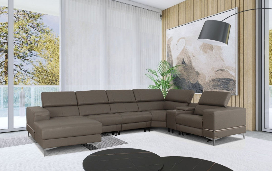 VIG Furniture - Divani Casa Stanton - Modern Taupe Sectional Sofa + Recliners - VGKNE9210-8GRY-SECT