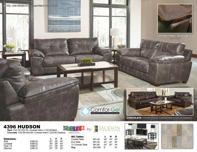 Jackson Furniture - Hudson 4 Piece Living Room Set in Steel - 4396-03-02-01-10-STEEL - GreatFurnitureDeal