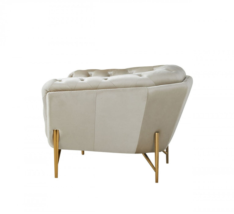 VIG Furniture - Divani Casa Stella Transitional Beige Velvet Chair - VGCA2020-BEIGE-CH