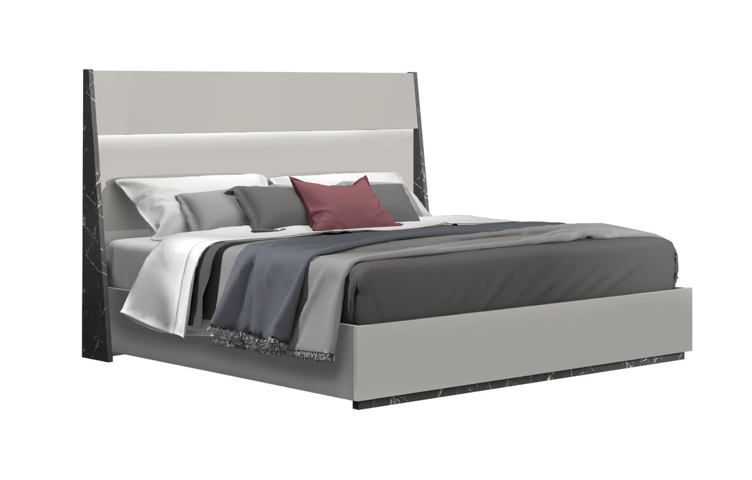 J&M Furniture - Stoneage 6 Piece Queen Bedroom Set in Light Grey Lacquer - 17455Q-6SET - GreatFurnitureDeal