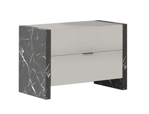 J&M Furniture - Stoneage Nightstand in Light Grey Lacquer - 17455N - GreatFurnitureDeal