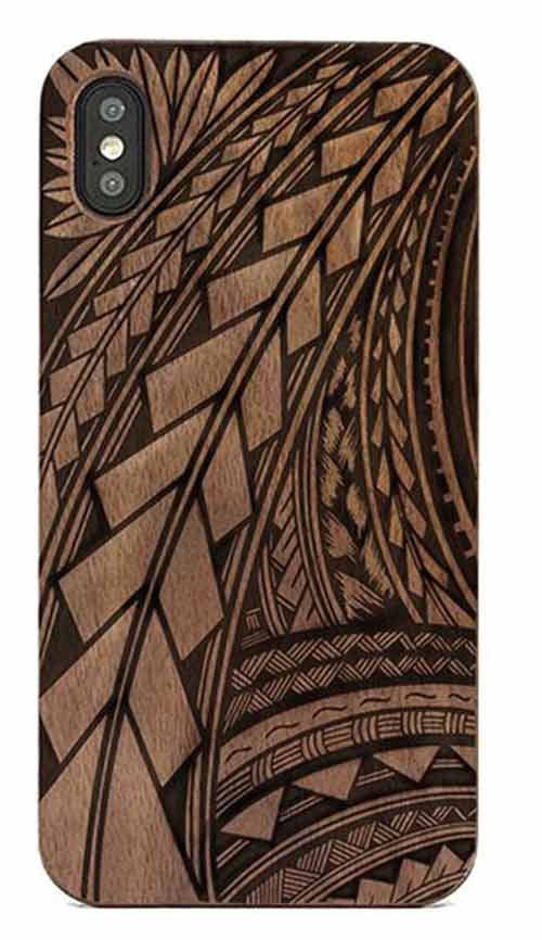 Wooden Polynesian iPhone case Walnut - Samoan Inspired Strength Design - Iphone 6+-7+-8+ - GreatFurnitureDeal