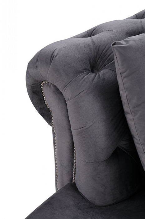 VIG Furniture - Divani Casa Modern Grey Velvet Circular Sectional Sofa - VG2T1124-5P-GRY - GreatFurnitureDeal