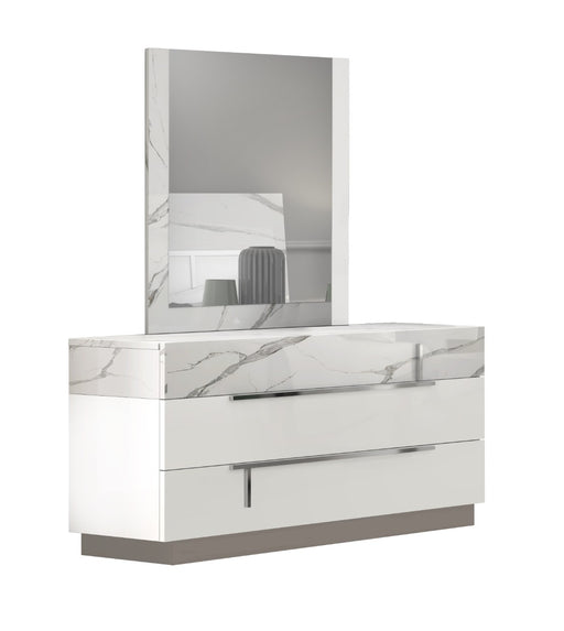 J&M Furniture - Sunset Dresser With Mirror in Glossy White Lacquer - 17646DM - GreatFurnitureDeal
