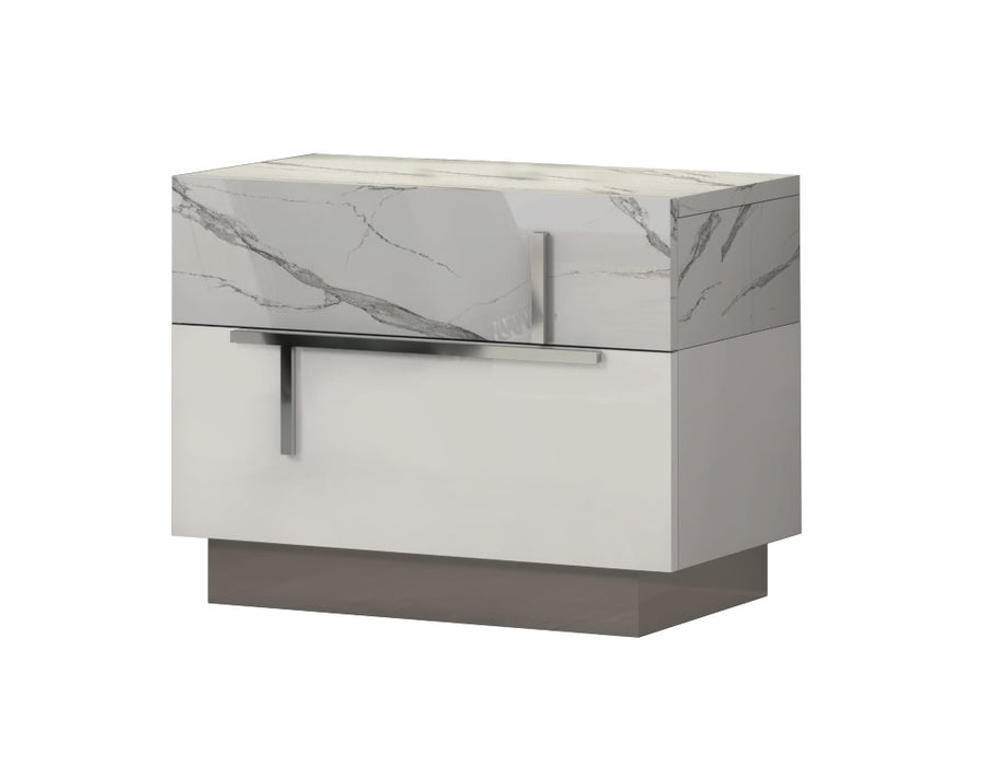 J&M Furniture - Sunset Nightstand in Glossy White Lacquer - 17646N - GreatFurnitureDeal