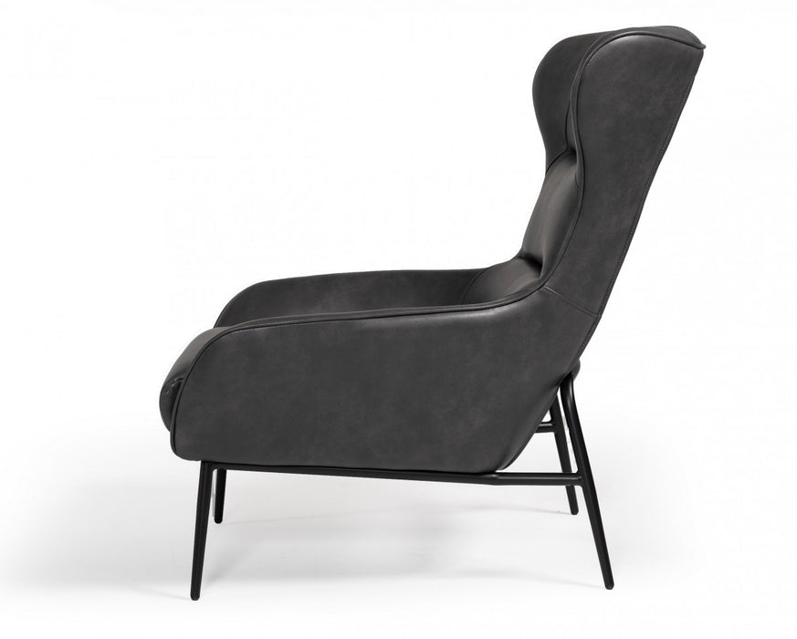 VIG Furniture - Divani Casa Susan Modern Dark Grey Leatherette Lounge Chair - VGBNEC-084-GRY - GreatFurnitureDeal