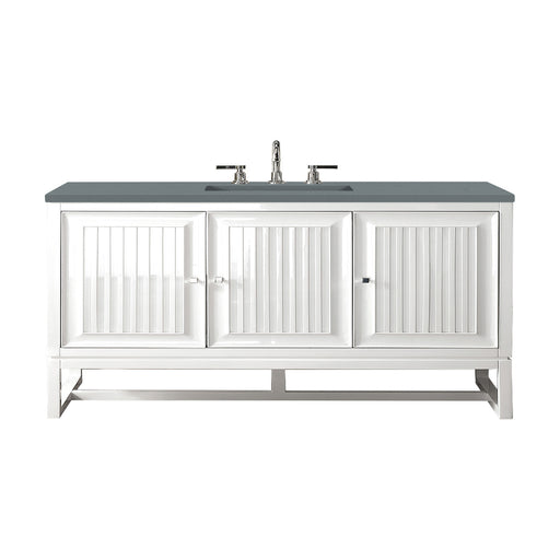 James Martin Furniture - Athens 48" Single Vanity Cabinet, Glossy White, w/ 3 CM Cala Blue Top - E645-V48-GW-3CBL - GreatFurnitureDeal