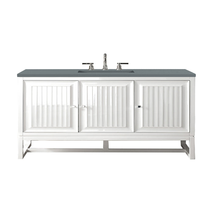 James Martin Furniture - Athens 48" Single Vanity Cabinet, Glossy White, w/ 3 CM Cala Blue Top - E645-V48-GW-3CBL