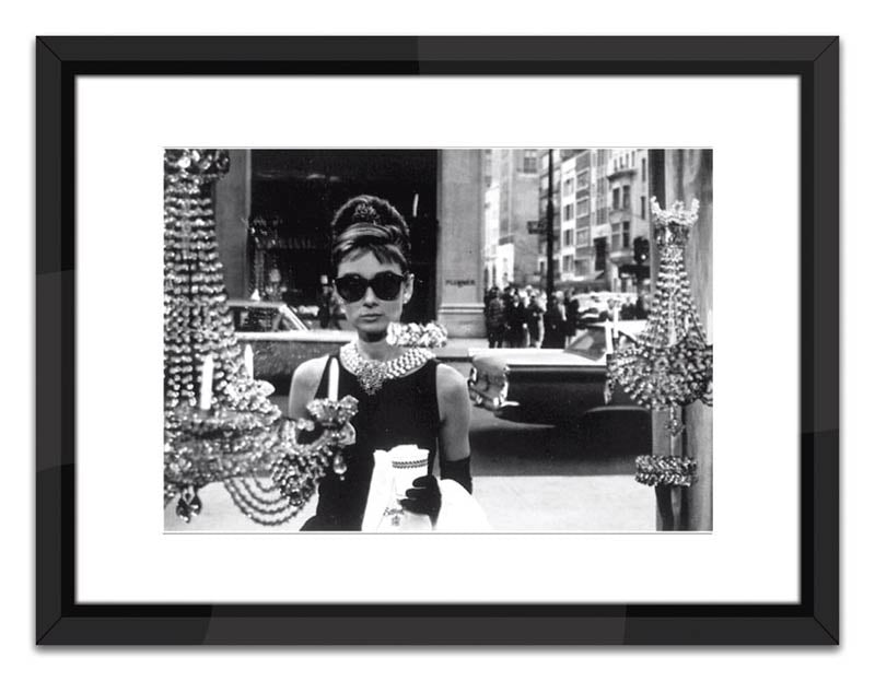 Worlds Away - Shopping At Tiffany'S (32 X 24) Black And White Print With Black Lacquer Frame - SVL101