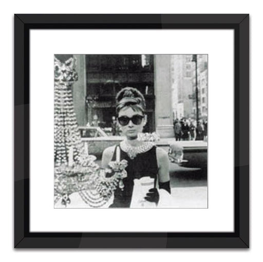 Worlds Away - Shopping At Tiffany'S (16 X 16) Black And White Print With Black Lacquer Frame - SVS14 - GreatFurnitureDeal