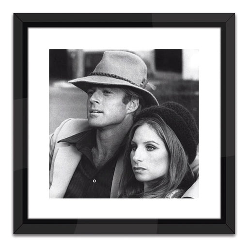Worlds Away - Robert Redford & Barbara Streisand (16 X 16) Black And White Print With Black Lacquer Frame - SVS152 - GreatFurnitureDeal
