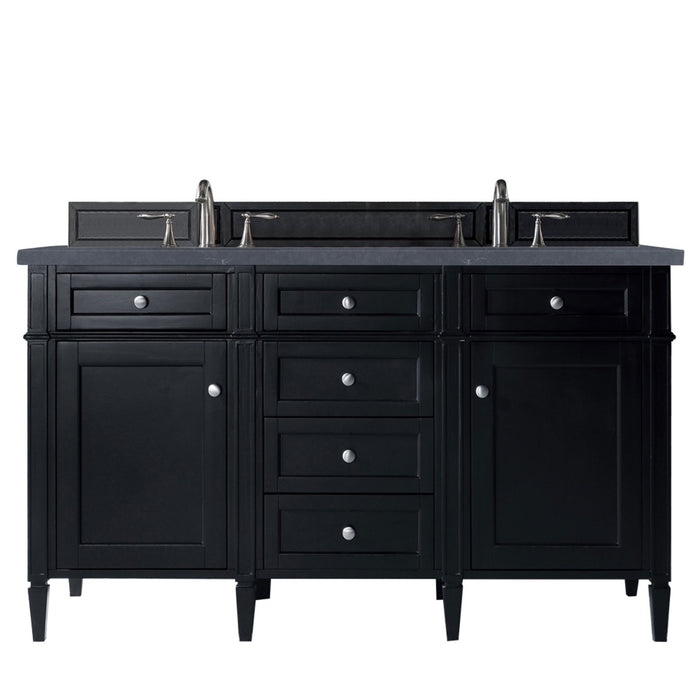 James Martin Furniture - Brittany 60" Black Onyx Double Vanity w- 3 CM Charcoal Soapstone Quartz Top - 650-V60D-BKO-3CSP - GreatFurnitureDeal