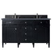 James Martin Furniture - Brittany 60" Black Onyx Double Vanity w- 3 CM Charcoal Soapstone Quartz Top - 650-V60D-BKO-3CSP - GreatFurnitureDeal