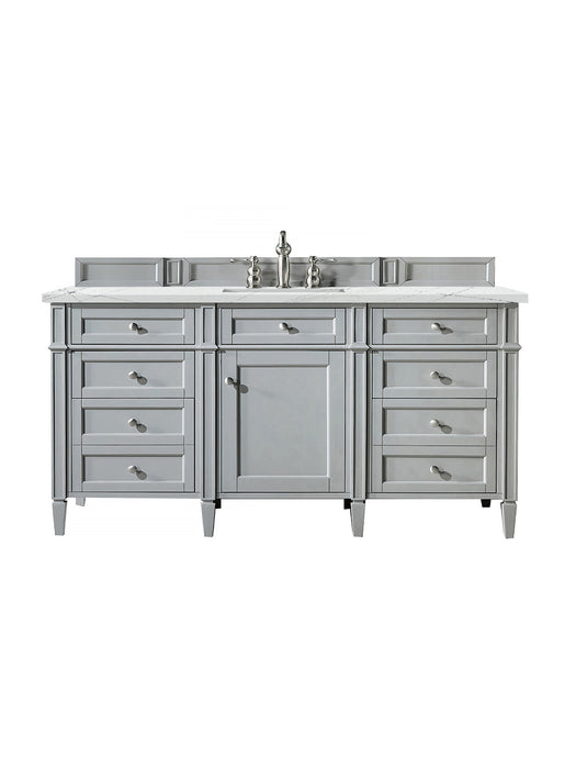 James Martin Furniture - Brittany 60" Urban Gray Single Vanity w/ 3 CM Ethereal Noctis Quartz Top - 650-V60S-UGR-3ENC - GreatFurnitureDeal