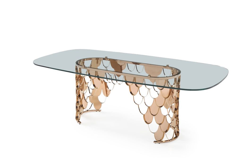 VIG Furniture - Modrest Javier Modern Glass & Rosegold Dining Table - VGVCT088L - GreatFurnitureDeal