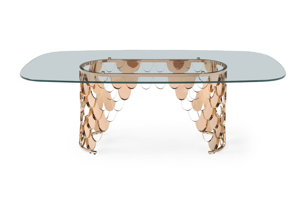 VIG Furniture - Modrest Javier Modern Glass & Rosegold Dining Table - VGVCT088L - GreatFurnitureDeal