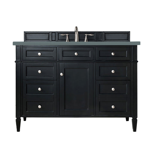 James Martin Furniture - Brittany 48" Black Onyx Single Vanity w/ 3 CM Cala Blue Quartz Top - 650-V48-BKO-3CBL - GreatFurnitureDeal