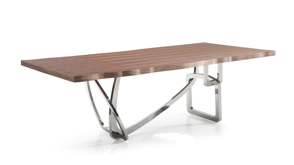 VIG Furniture - Modrest Addy Modern Walnut & Stainless Steel Dining Table - VGVCT1301S-24 - GreatFurnitureDeal