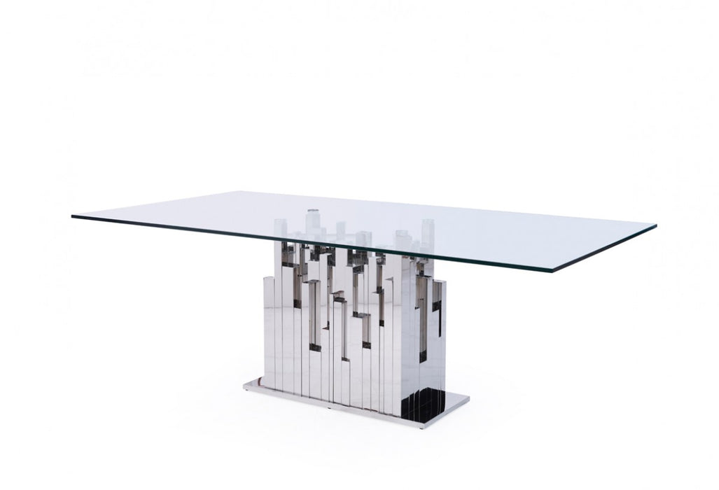 VIG Furniture - Modrest Edwin Modern Glass & Stainless Steel Dining Table - VGVCT1828 - GreatFurnitureDeal