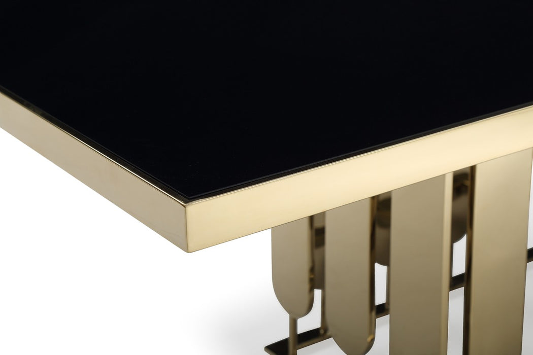 VIG Furniture - Modrest Griffith Modern Black Glass & Gold Dining Table - VGVCT1866-BLK - GreatFurnitureDeal