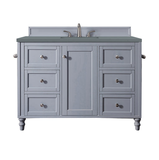 James Martin Furniture - Copper Cove Encore 48" Single Vanity, Silver Gray, w/ 3 CM Cala Blue Quartz Top - 301-V48-SL-3CBL - GreatFurnitureDeal