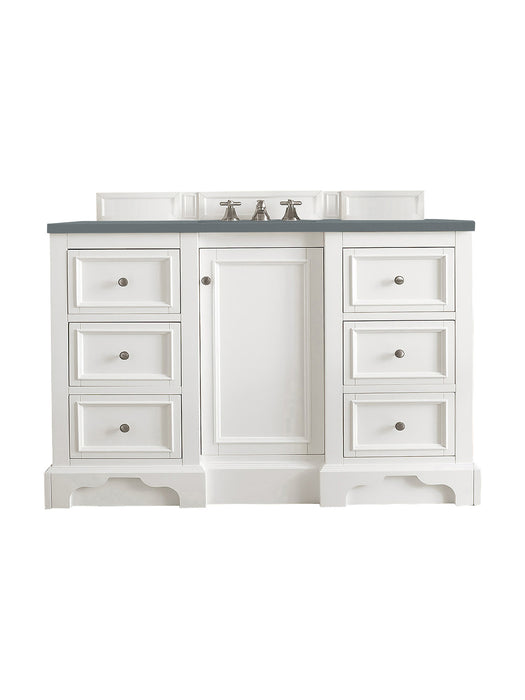 James Martin Furniture - De Soto 48" Single Vanity, Bright White, w/ 3 CM Cala Blue Quartz Top - 825-V48-BW-3CBL - GreatFurnitureDeal