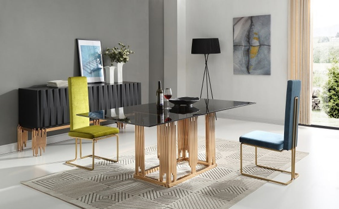 VIG Furniture - Modrest Token Modern Smoked Grey Glass & Rosegold Dining Table - VGVCT816 - GreatFurnitureDeal