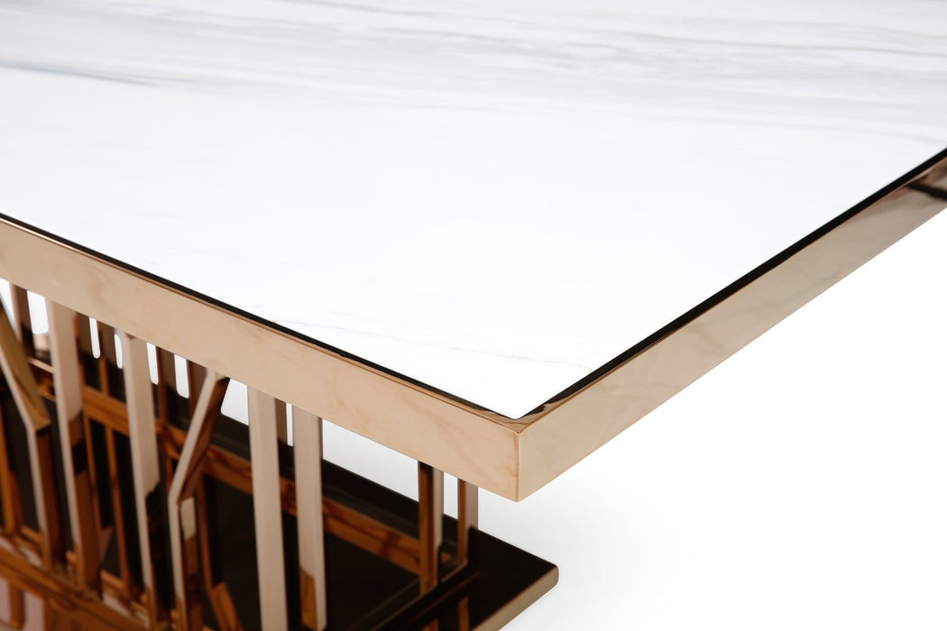 VIG Furniture - Modrest Marston Modern White Marble & Rosegold Dining Table - VGVCT8919-M - GreatFurnitureDeal