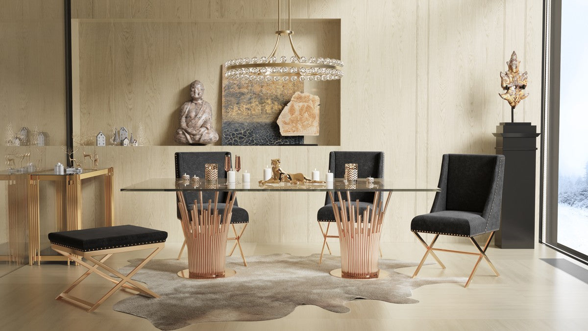 VIG Furniture - Modrest Paxton Modern Glass & Rosegold Dining Table - VGVCT817L